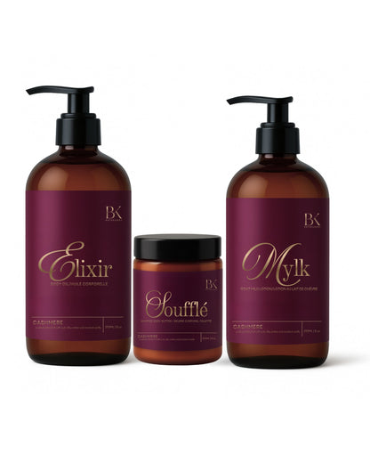 BathKandy Starter Ritual 3-step body care set — Mylk, Elixir, and Soufflé for daily hydration and glow